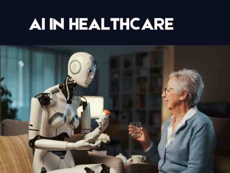 a woman giving a pill to a robot